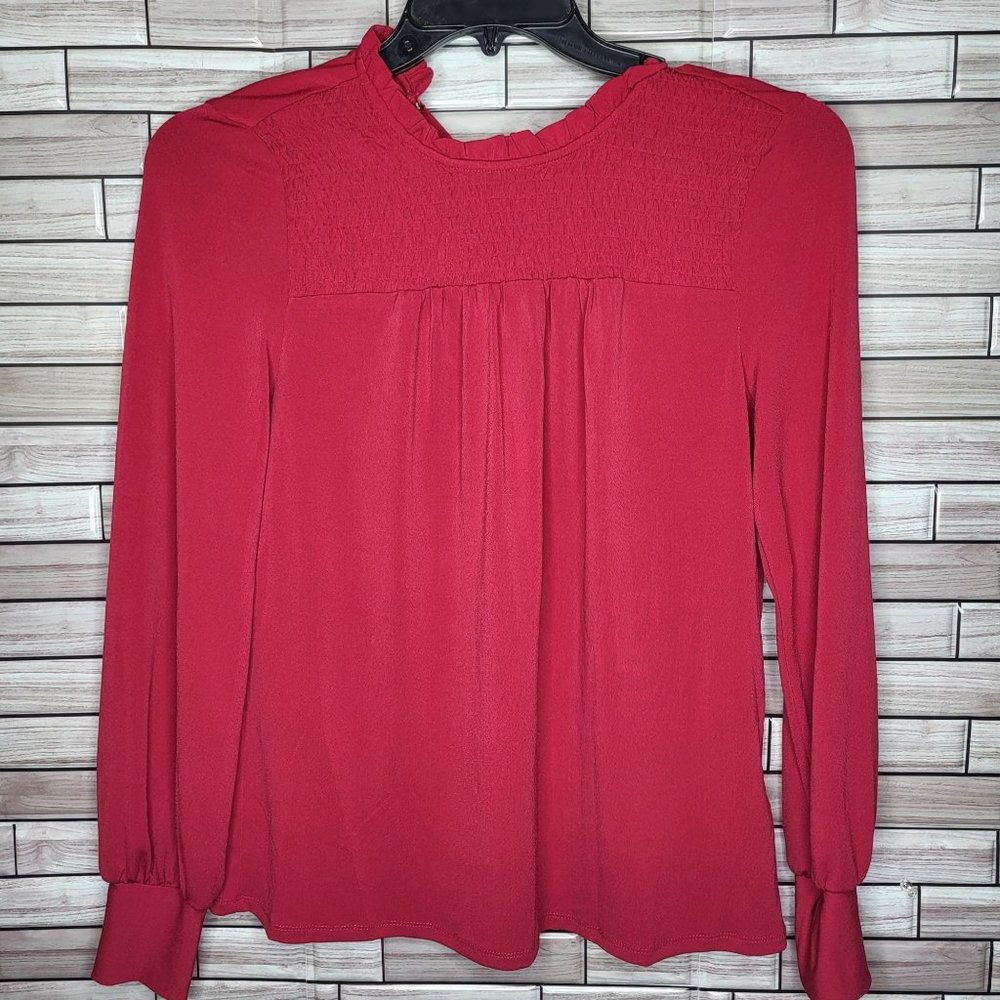 New Adrianna Papell Women's‎ Blouse Crimson Long Sleeve Size Small Shirt Top